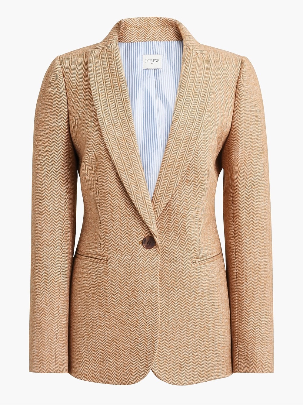 J. Crew Herringbone Holland Schoolboy Blazer Wool Tortoise Shell Button Jacket